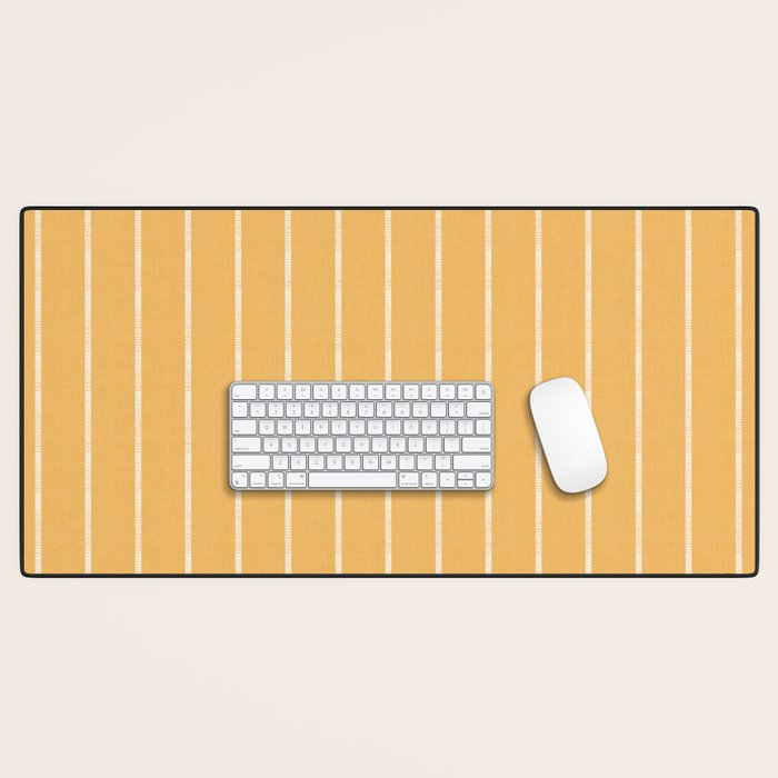 Modern Boho Serenity Stripes Butter Yellow Desk Mat Gallery Image 1
