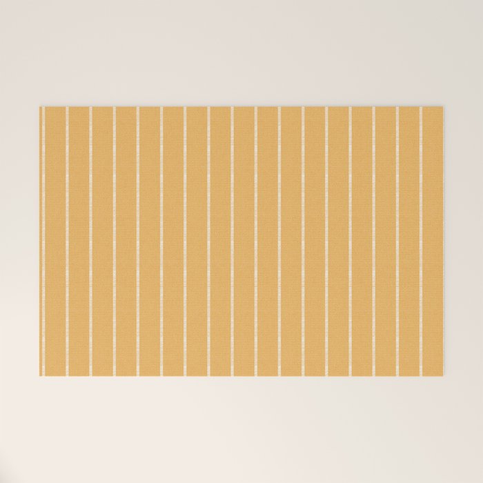 Modern Boho Serenity Stripes Butter Yellow Welcome Mat Gallery Image 1