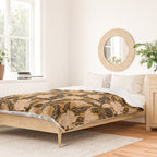 Moon Flower - Black, gold, peach pink Duvet Cover Gallery Image 2