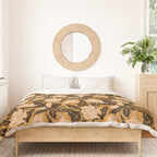 Moon Flower - Black, gold, peach pink Duvet Cover Gallery Image 3