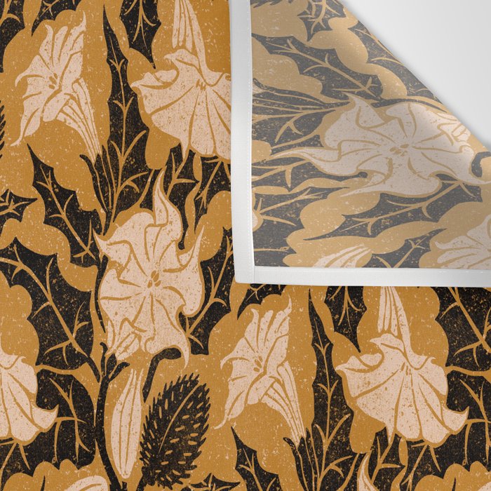 Moon Flower - Black, gold, peach pink Wall Tapestry Gallery Image 3