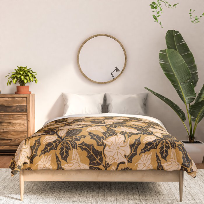 Moon Flower - Black, gold, peach pink Comforter Gallery Image 3