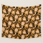 Moon Flower - Black, gold, peach pink Wall Tapestry Gallery Image 4