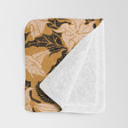 Moon Flower - Black, gold, peach pink Throw Blanket Gallery Image 3