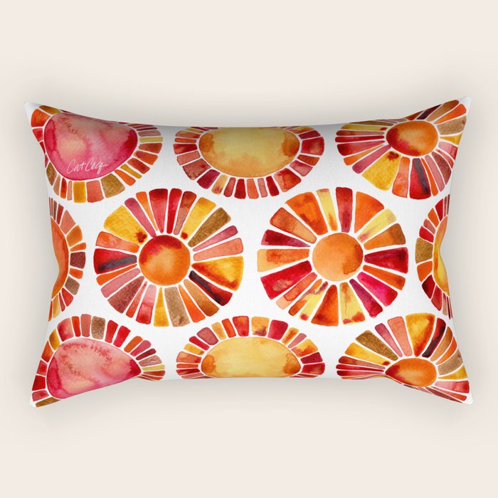 Sun Rays - Red & Orange Rectangular Pillow Gallery Image 1