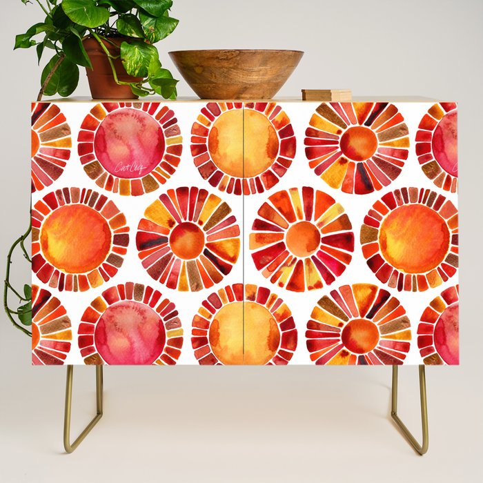 Sun Rays - Red & Orange Credenza Gallery Image 1