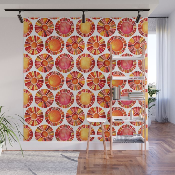 Sun Rays - Red & Orange Wall Mural Gallery Image 1
