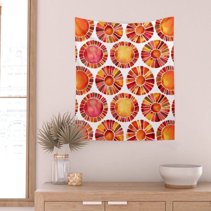 Sun Rays - Red & Orange Wall Tapestry Gallery Image 2