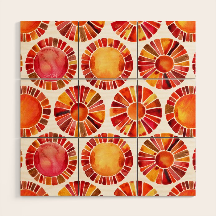 Sun Rays - Red & Orange Wood Wall Art Gallery Image 1