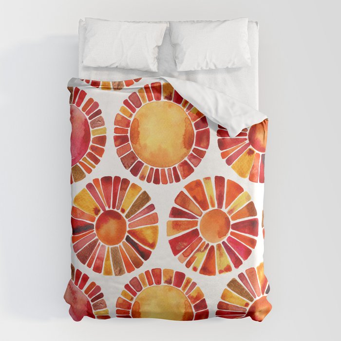 Sun Rays - Red & Orange Duvet Cover Gallery Image 1