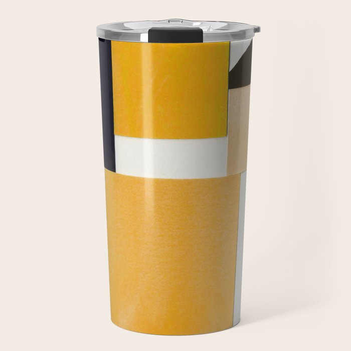 Yellow Abstract Collage Travel Mug Gallery Image 1