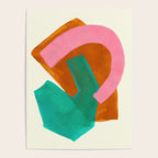 Ochre Pink Marine Green Fun Colorful Mid Century Modern Abstract Painting Shapes Pattern Poster Gallery Image 4