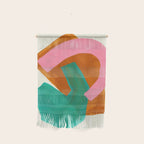 Ochre Pink Marine Green Fun Colorful Mid Century Modern Abstract Painting Shapes Pattern Wall Hanging Gallery Image 1