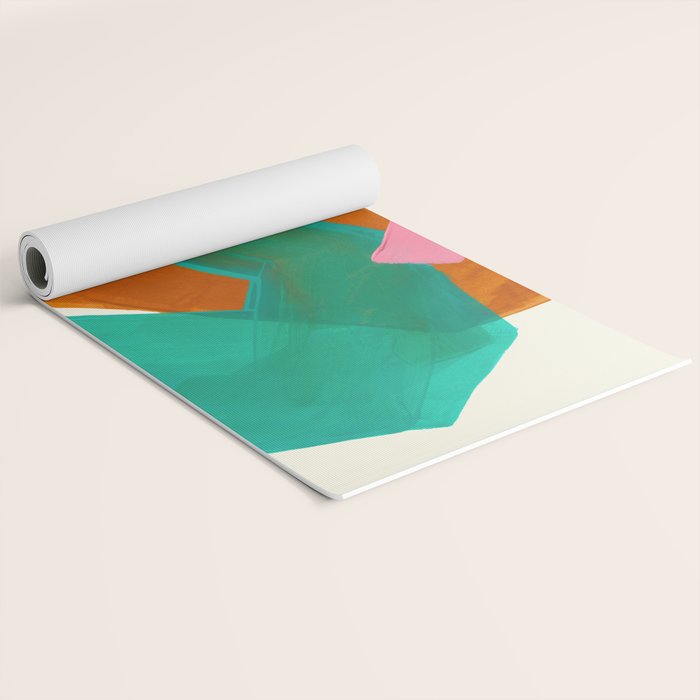 Ochre Pink Marine Green Fun Colorful Mid Century Modern Abstract Painting Shapes Pattern Yoga Mat Gallery Image 2