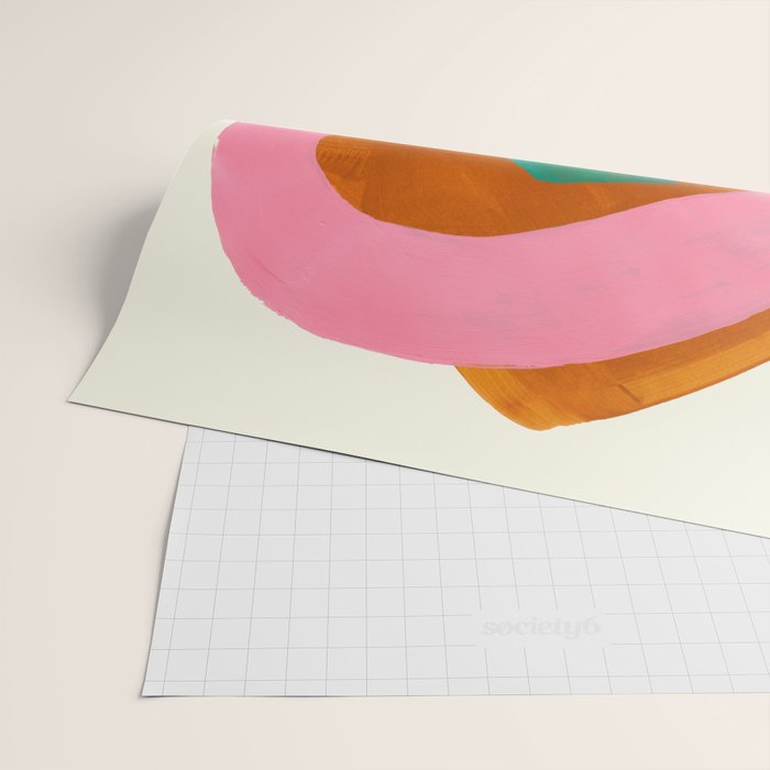 Ochre Pink Marine Green Fun Colorful Mid Century Modern Abstract Painting Shapes Pattern Wrapping Paper Gallery Image 2