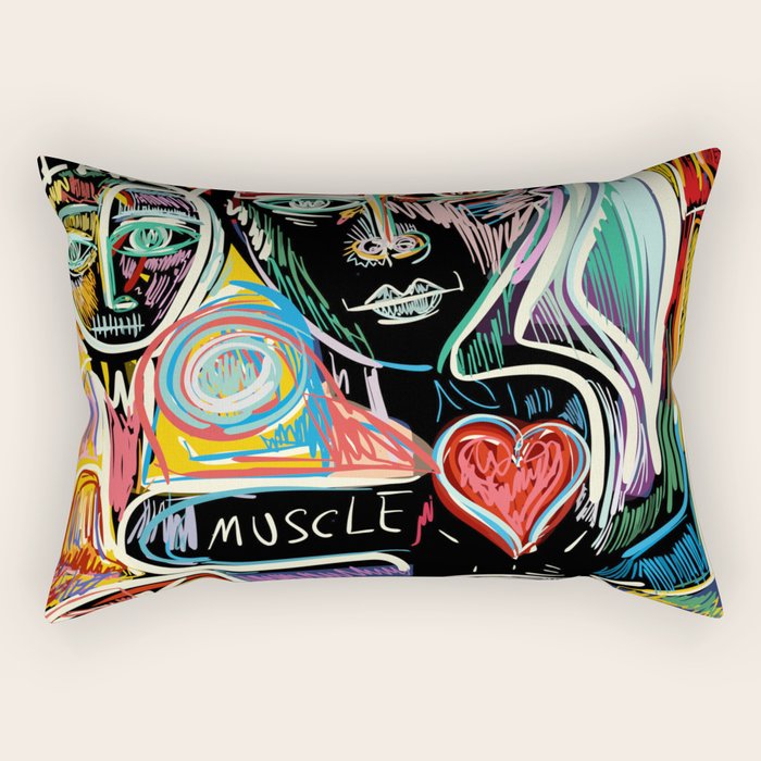 Muscle is Life Street Art Graffiti Love Rectangular Pillow Gallery Image 1