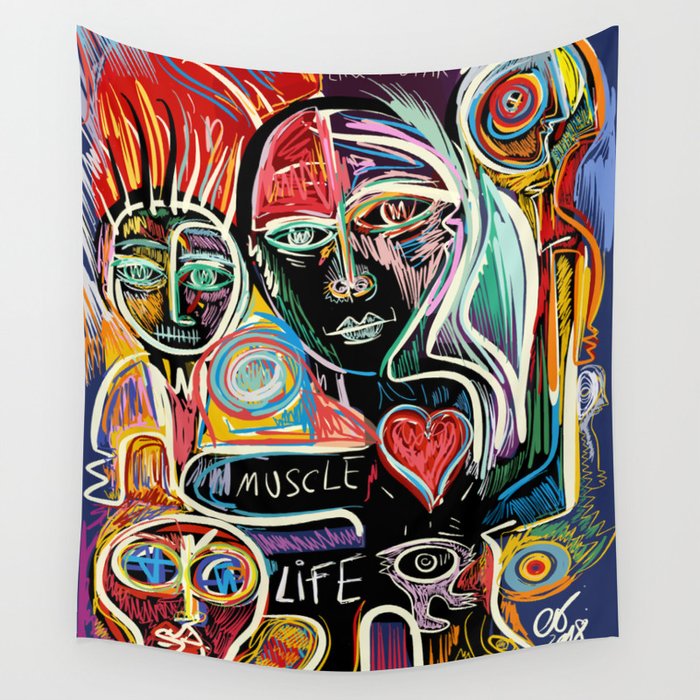 Muscle is Life Street Art Graffiti Love Wall Tapestry Gallery Image 4