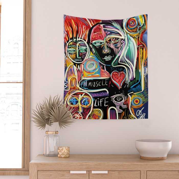 Muscle is Life Street Art Graffiti Love Wall Tapestry Gallery Image 2
