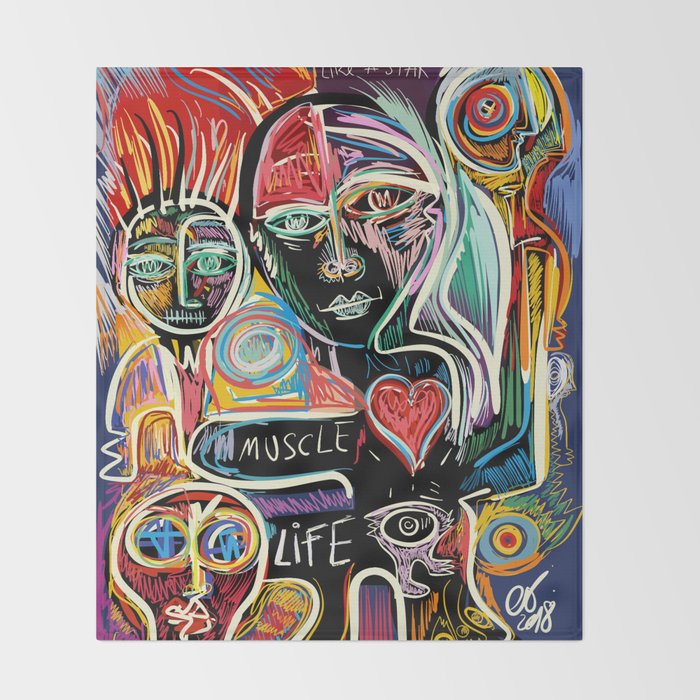 Muscle is Life Street Art Graffiti Love Throw Blanket Gallery Image 2