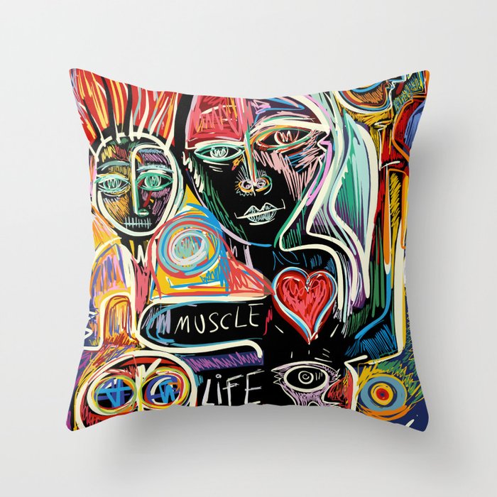 Muscle is Life Street Art Graffiti Love Throw Pillow Gallery Image 6