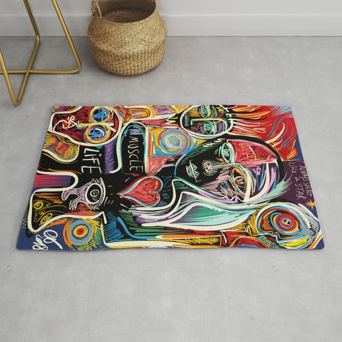 Muscle is Life Street Art Graffiti Love Rug Gallery Image 1