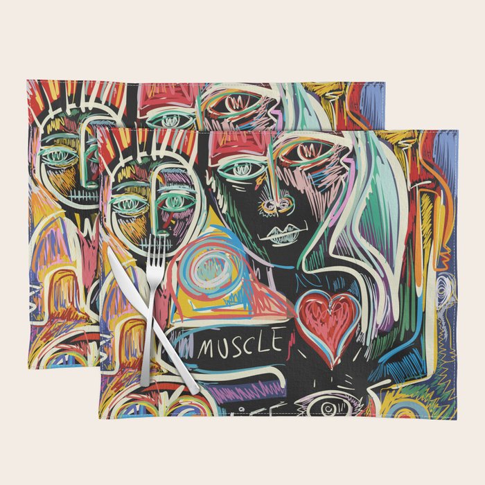 Muscle is Life Street Art Graffiti Love Placemat Gallery Image 1