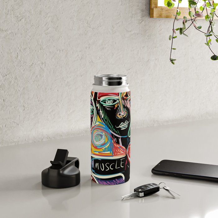 Muscle is Life Street Art Graffiti Love Water Bottle Gallery Image 4