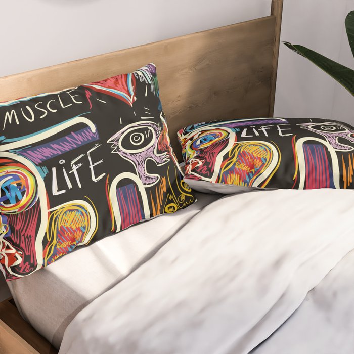 Muscle is Life Street Art Graffiti Love Pillow Sham Gallery Image 2