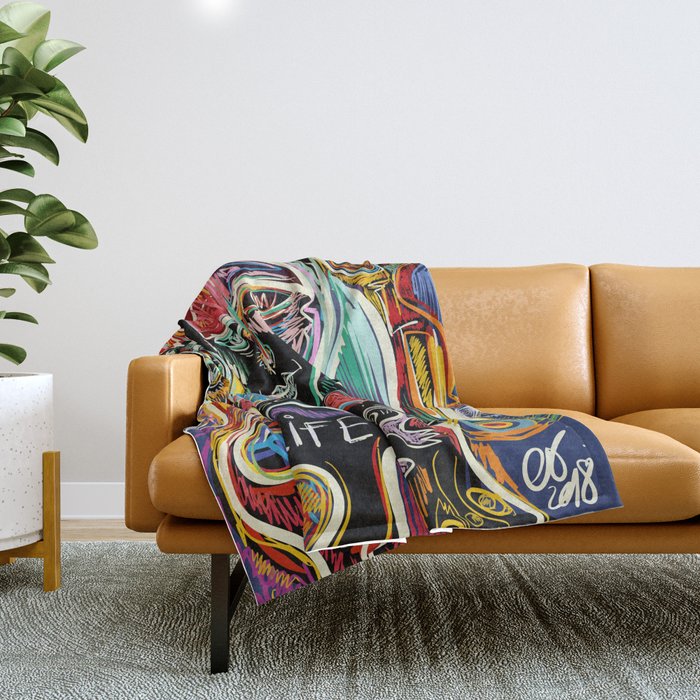 Muscle is Life Street Art Graffiti Love Throw Blanket Gallery Image 1