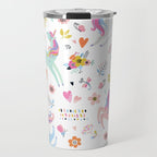 Magical Pastel Unicorn Floral Travel Mug Gallery Image 1