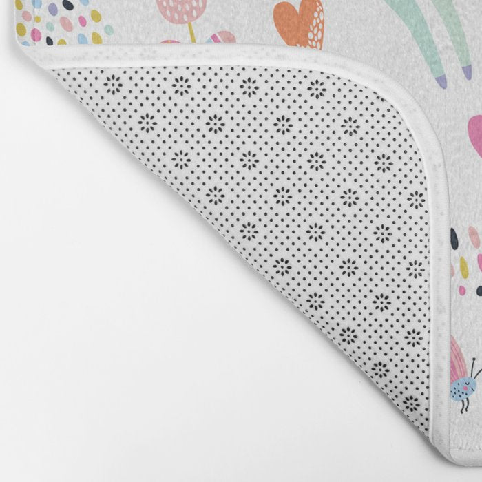 Magical Pastel Unicorn Floral Bath Mat Gallery Image 2