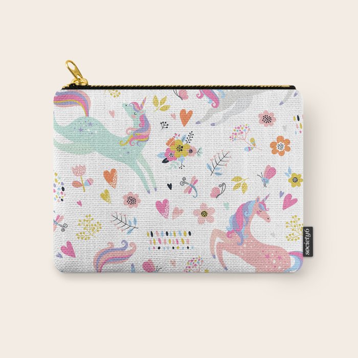 Magical Pastel Unicorn Floral Carry All Pouch Gallery Image 1
