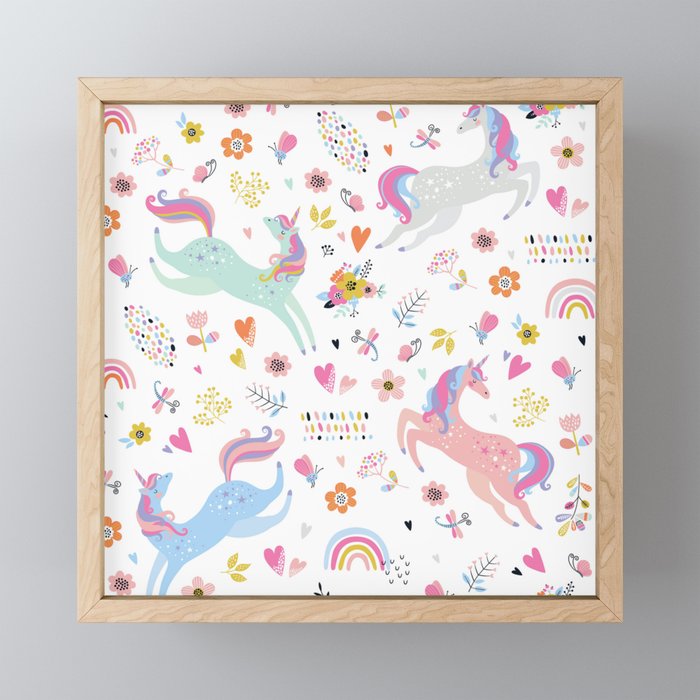 Magical Pastel Unicorn Floral Mini Art Print Gallery Image 1