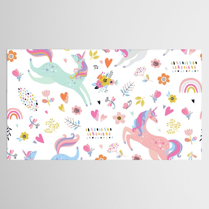 Magical Pastel Unicorn Floral Tablecloth Gallery Image 2