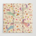 Magical Pastel Unicorn Floral Wood Wall Art Gallery Image 1