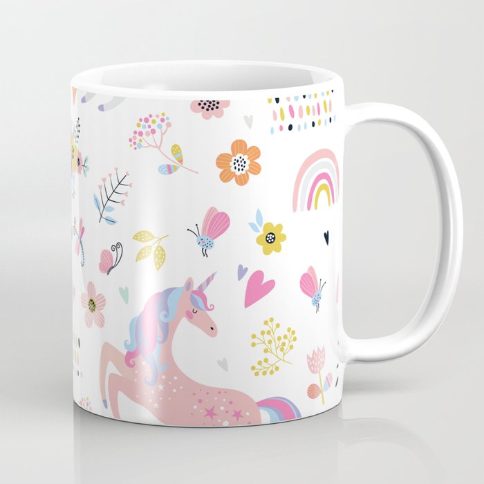 Magical Pastel Unicorn Floral Coffee Mug Gallery Image 1