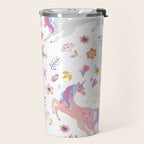 Magical Pastel Unicorn Floral Travel Mug Gallery Image 2