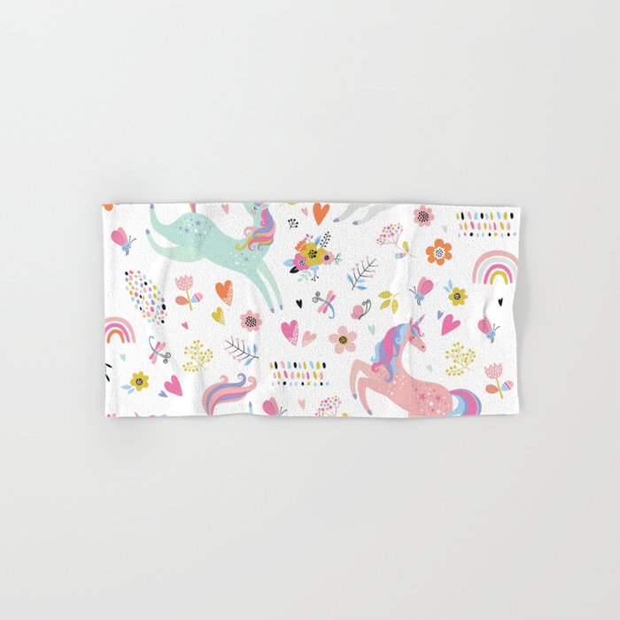 Magical Pastel Unicorn Floral Bath Towel Gallery Image 1
