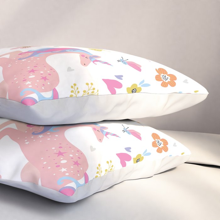 Magical Pastel Unicorn Floral Pillow Sham Gallery Image 3