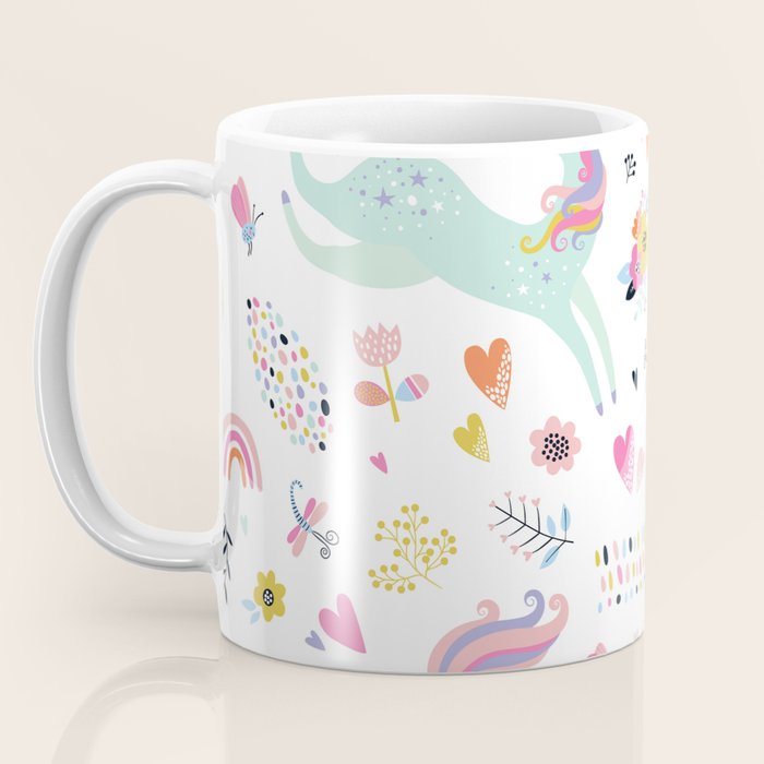 Magical Pastel Unicorn Floral Coffee Mug Gallery Image 3