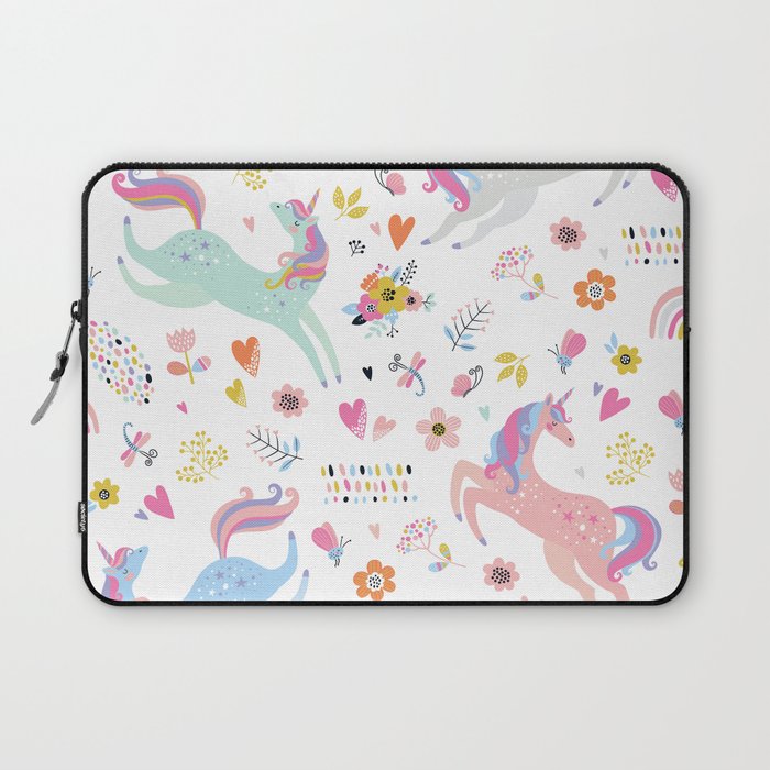 Magical Pastel Unicorn Floral Laptop Sleeve Gallery Image 1