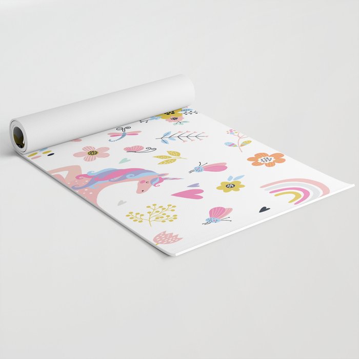 Magical Pastel Unicorn Floral Yoga Mat Gallery Image 2