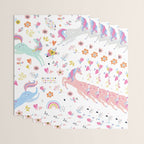 Magical Pastel Unicorn Floral Wrapping Paper Gallery Image 3