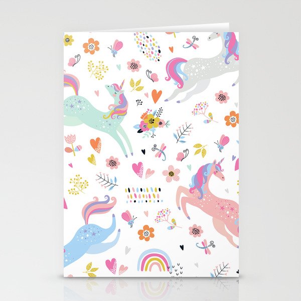 Magical Pastel Unicorn Floral Stationery Card Gallery Image 2