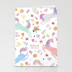 Magical Pastel Unicorn Floral Stationery Card Gallery Image 2