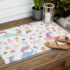 Magical Pastel Unicorn Floral Outdoor Rug Gallery Image 2