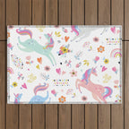 Magical Pastel Unicorn Floral Outdoor Rug Gallery Image 1