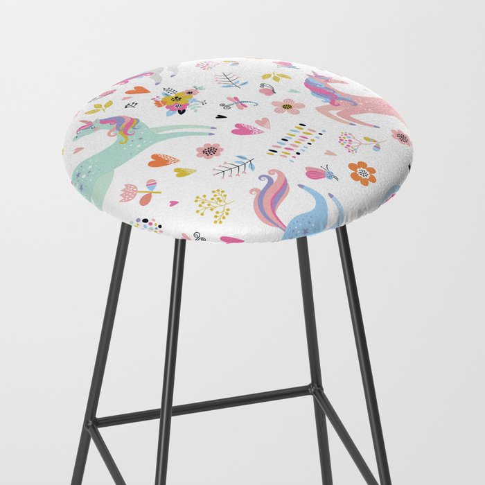 Magical Pastel Unicorn Floral Stool Gallery Image 2