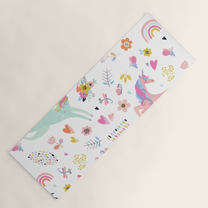 Magical Pastel Unicorn Floral Yoga Mat Gallery Image 1