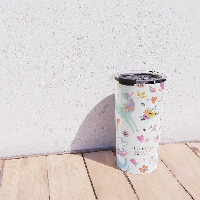 Magical Pastel Unicorn Floral Travel Mug Gallery Image 4